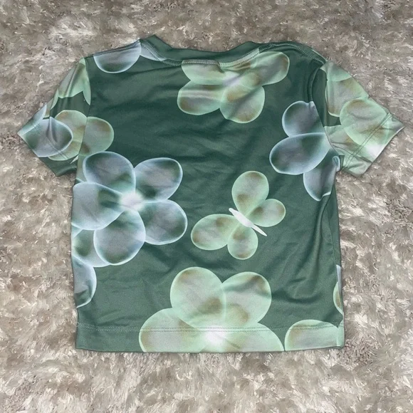 Green Patterned Crop Top - Picture 3 of 5